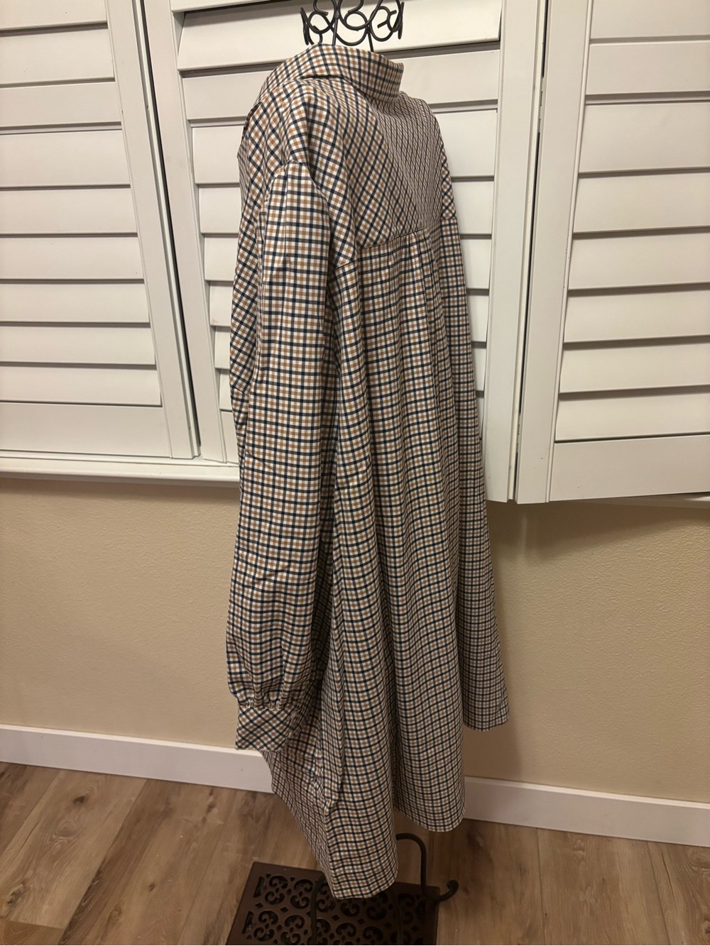Vineyard Vines Popover Dress Beige and Navy Checked 3X NWT - Picture 3 of 9